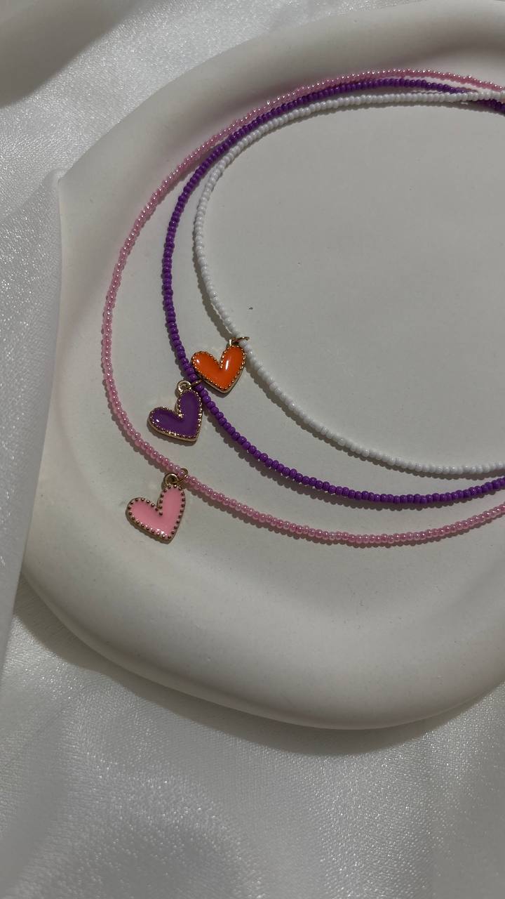 گردنبند منجوقی پلاک قلب رنگ ثابت